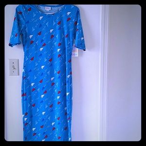Lularoe Julia Dress Patriotic Paper Airplanes